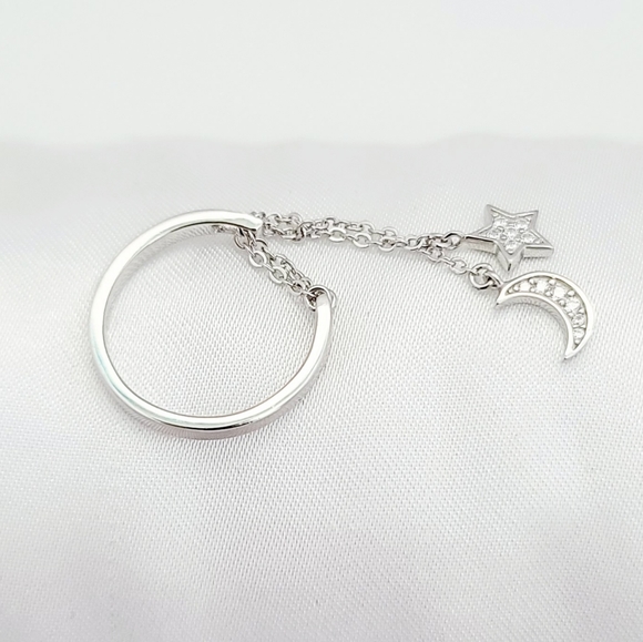 925 Sterling silver moon/star charm ring. New - Picture 6 of 6